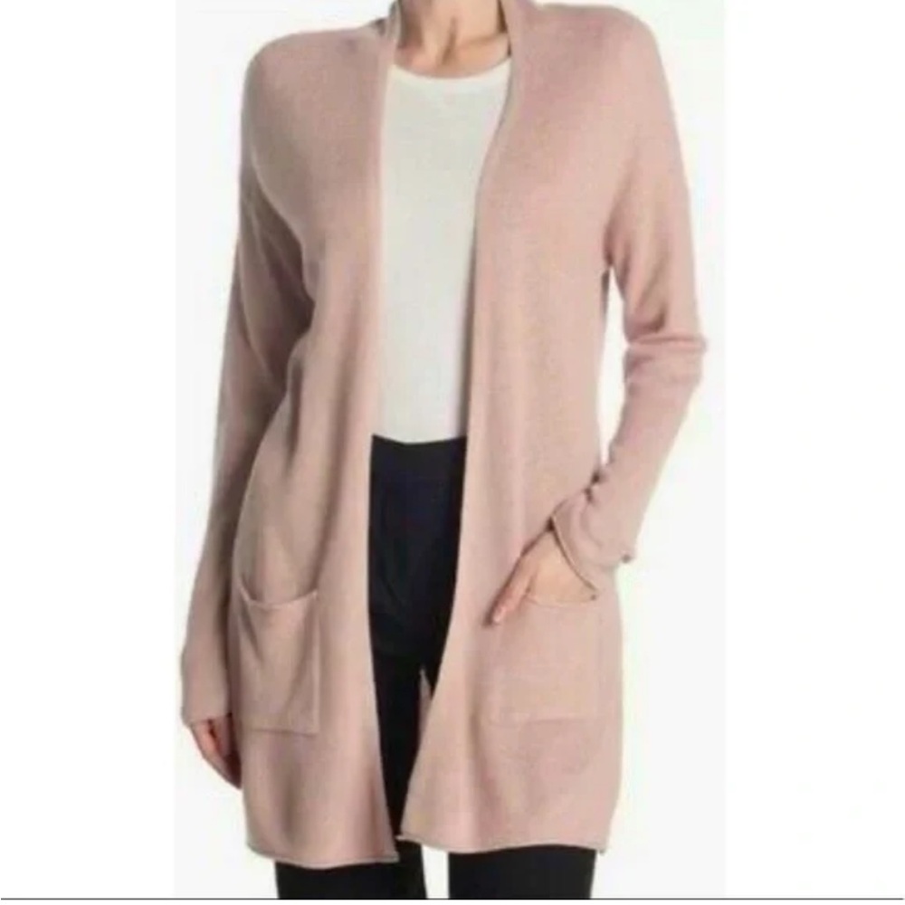 T TAHARI Pink Open-Front Cardigan Sweater